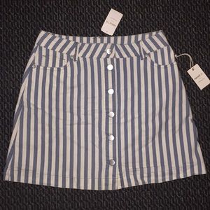 High waisted striped button up skirt